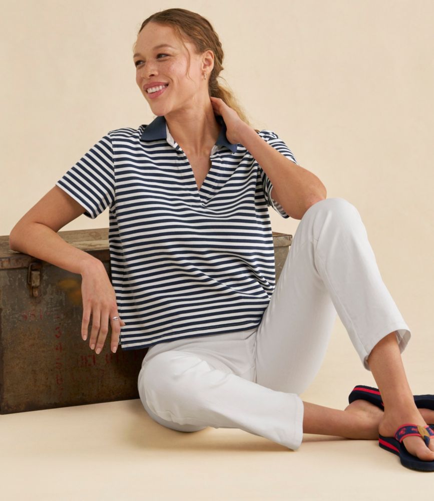 Women's Casco Bay Polo, Short-Sleeve Stripe, Cream/Vintage Rose, small image number 6