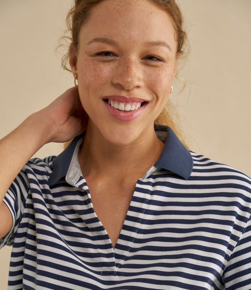 Women's Casco Bay Polo, Short-Sleeve Stripe, Cream/Vintage Rose, small image number 7