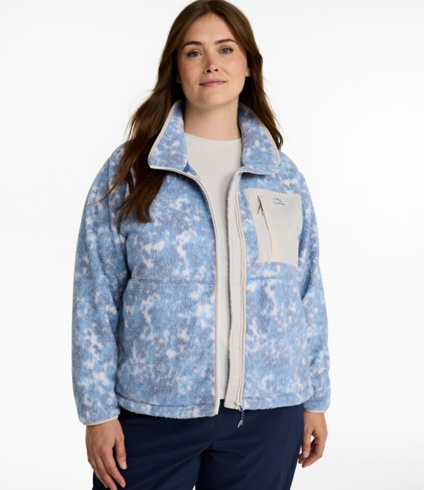 Women's Mountainside Fleece Ripstop Overlay Jacket, Print, Deep Blue Speckled Camo, small image number 2
