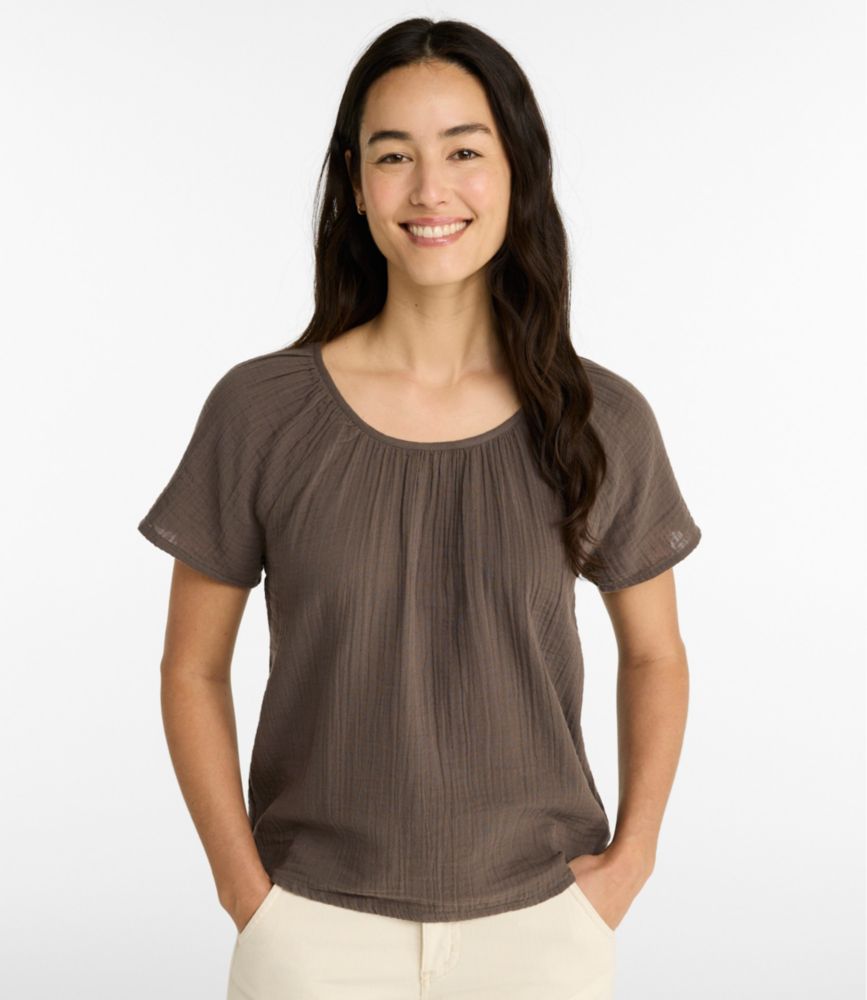 Women's Cloud Gauze Shirt, Short-Sleeve Scoopneck, New