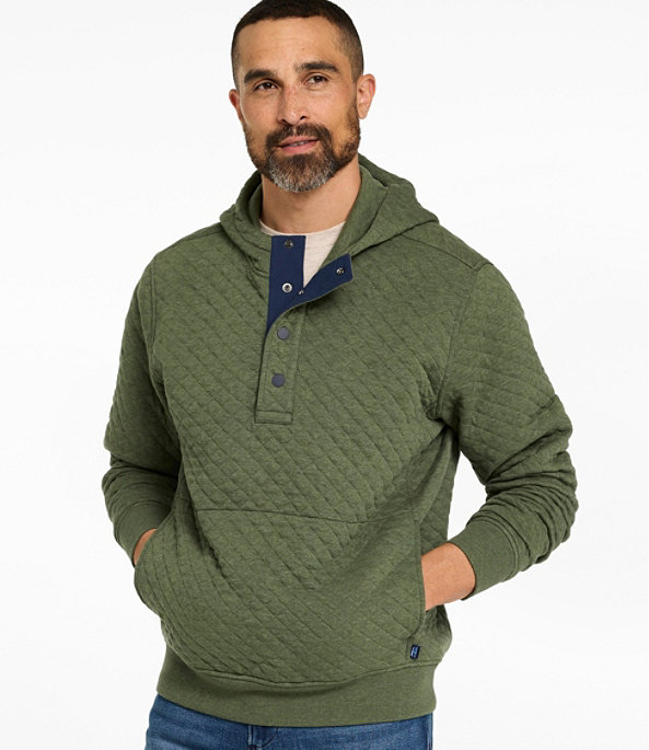 Bean's Quilted Snap Hoodie, Thyme Heather, large image number 1