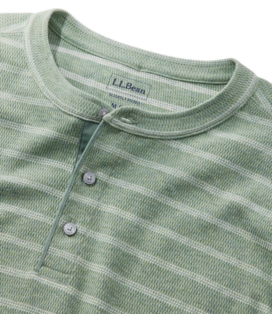 Men's Bean's Vintage Soft Knit Henley, Stripe, Faded Sage Stripe, small image number 4
