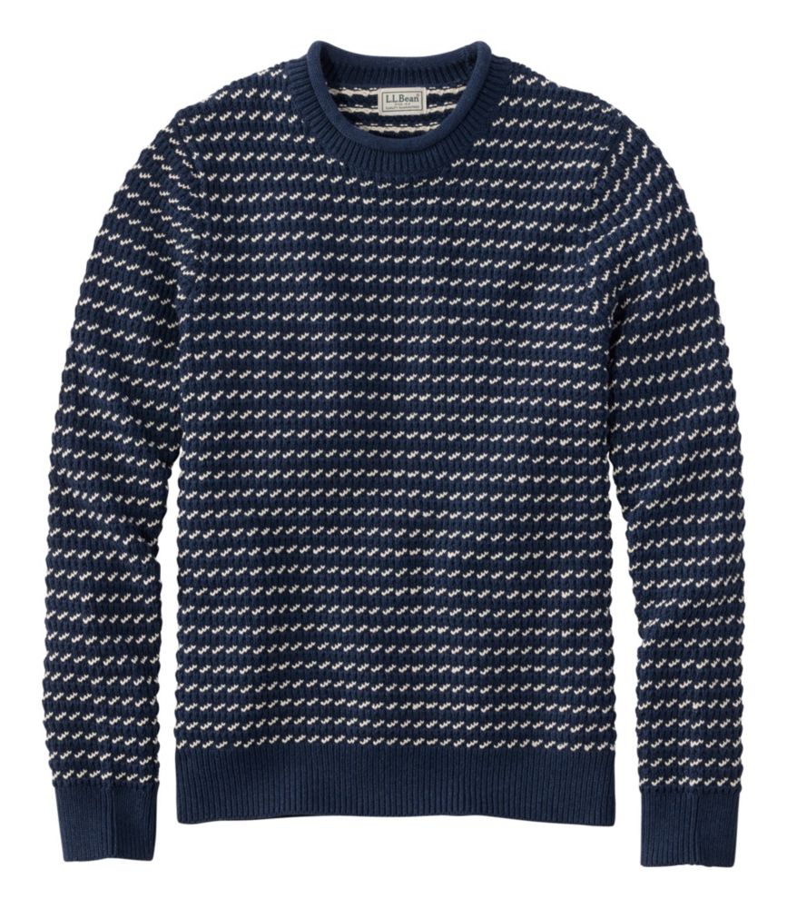 Men's Organic Cotton Waffle Sweater, Rollneck Crew, Bird's-Eye