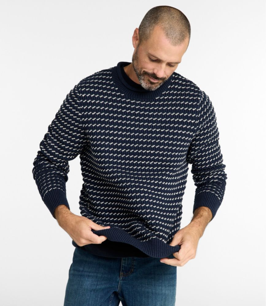 Men's Organic Cotton Waffle Sweater, Rollneck Crew, Bird's-Eye, New