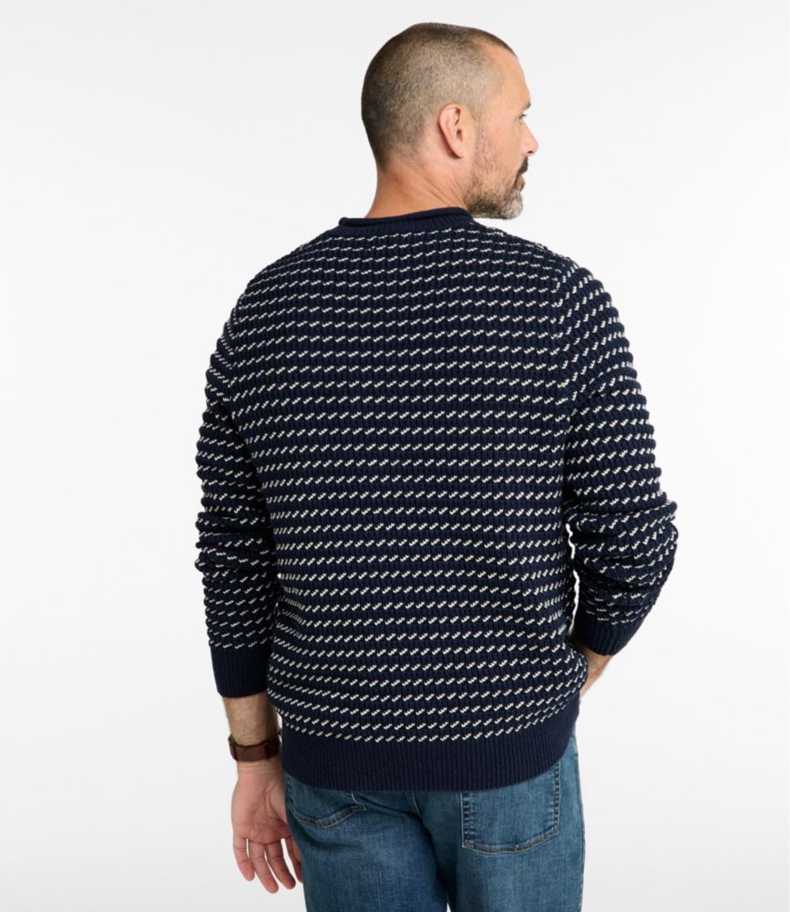 Men's Organic Cotton Waffle Sweater, Rollneck Crew, Bird's-Eye