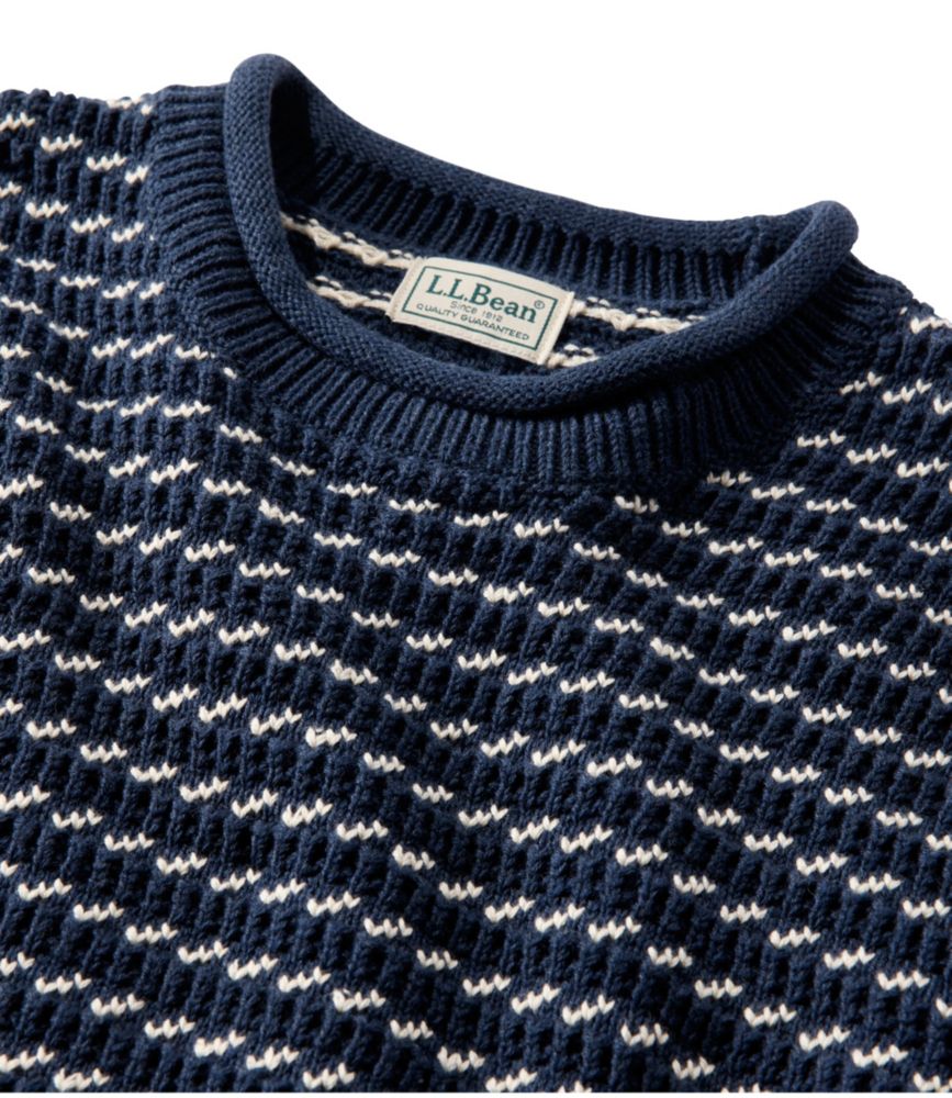 Men's Organic Cotton Waffle Sweater, Rollneck Crew, Bird's-Eye