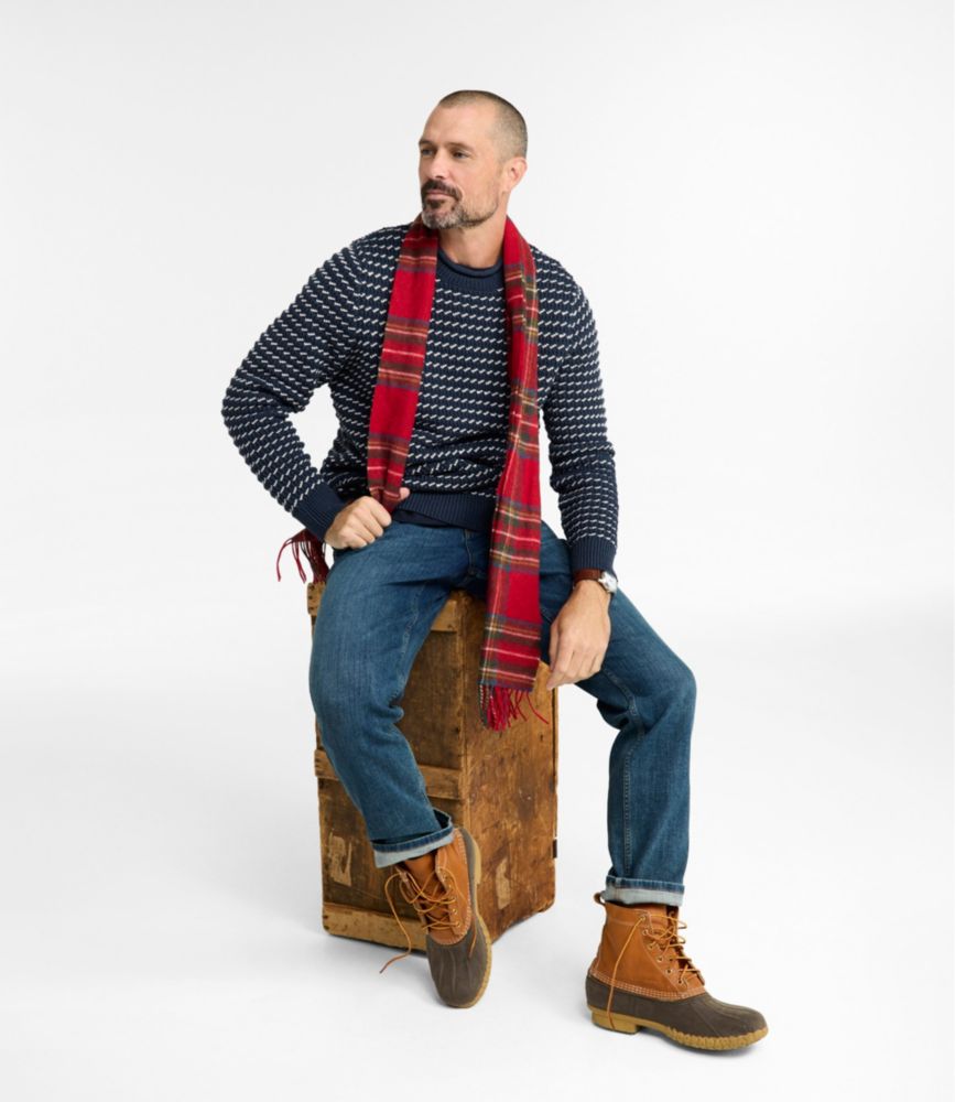 Men's Organic Cotton Waffle Sweater, Rollneck Crew, Bird's-Eye