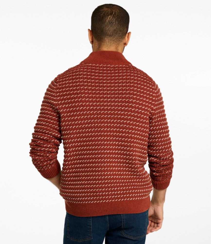Men's Organic Cotton Waffle Sweater, Quarter Zip, Bird's-Eye