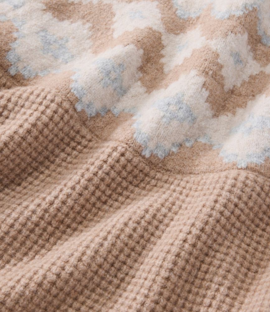 Women's Supersoft Waffle Sweater, Mockneck Fair Isle, Camel Heather Fair Isle, small image number 4