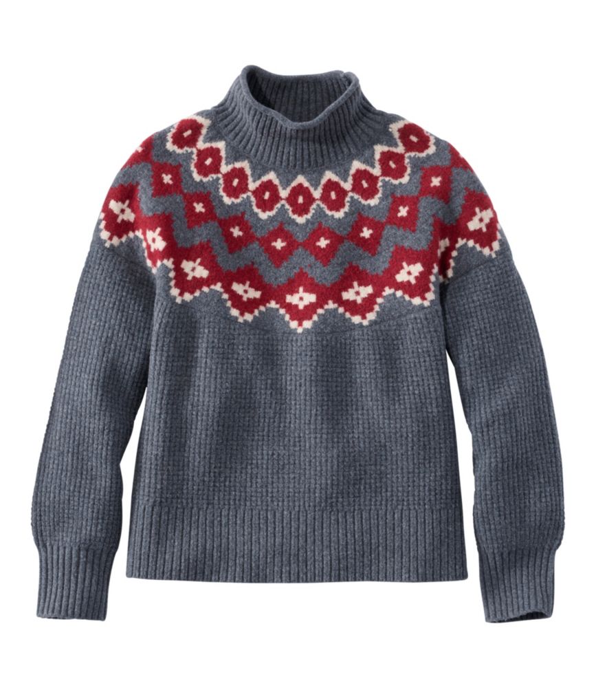 Women's Supersoft Waffle Sweater, Mockneck Fair Isle