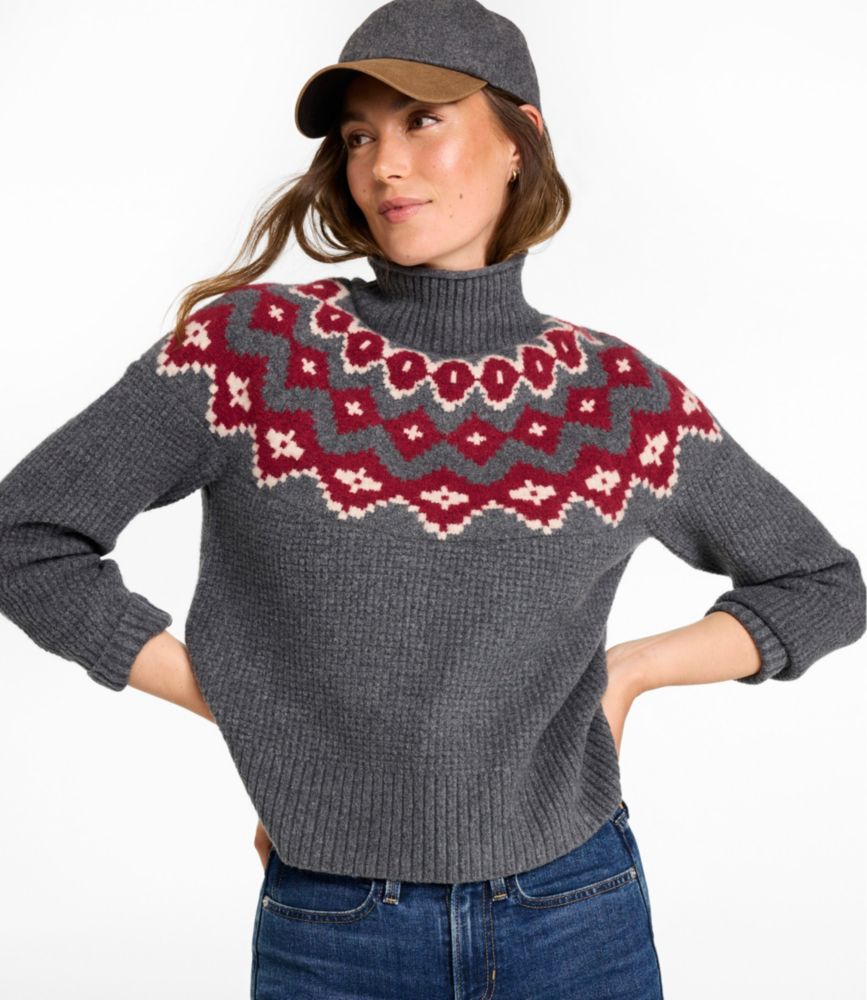 Women's Supersoft Waffle Sweater, Mockneck Fair Isle