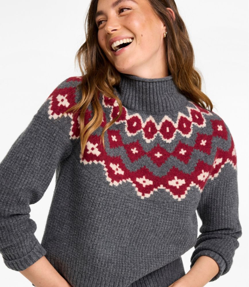 Women's Supersoft Waffle Sweater, Mockneck Fair Isle