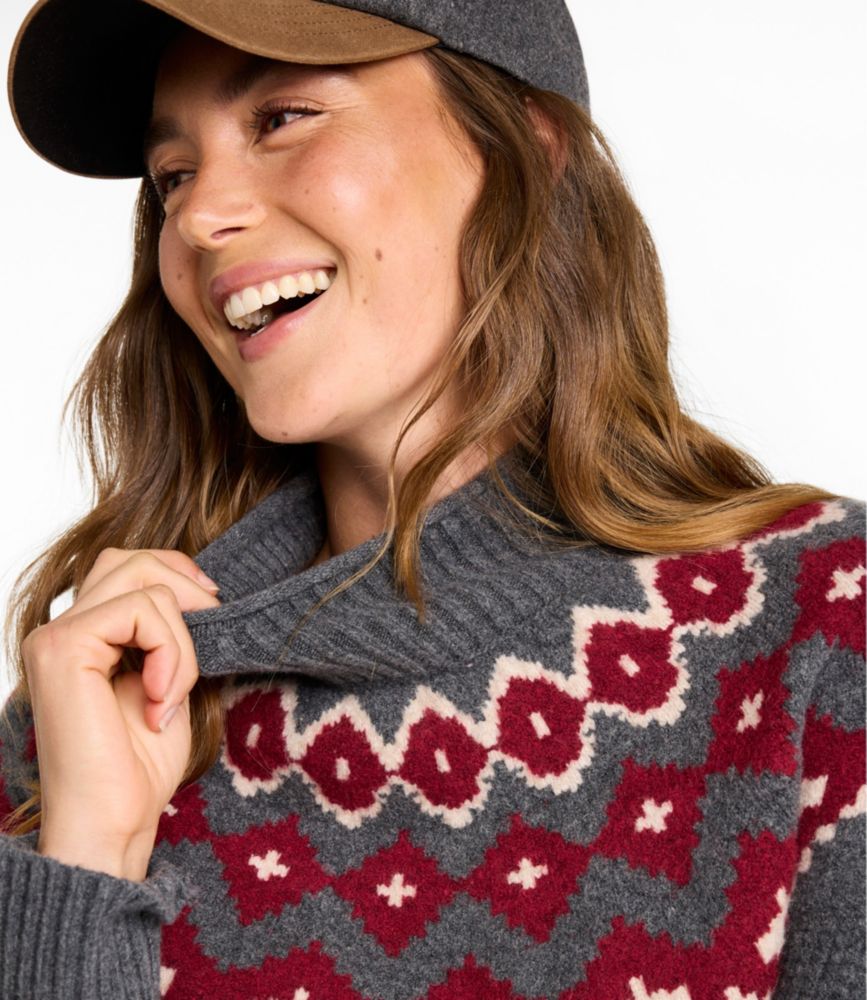 Women's Supersoft Waffle Sweater, Mockneck Fair Isle