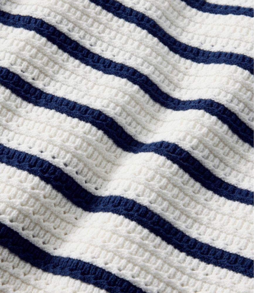 Women's Sunwashed Openwork Sweater, Crewneck Stripe