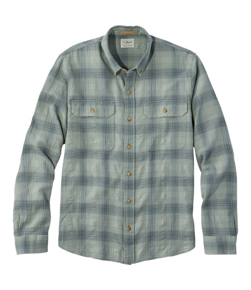Men's Sunwashed Textured Shirt, Slightly Fitted, Plaid