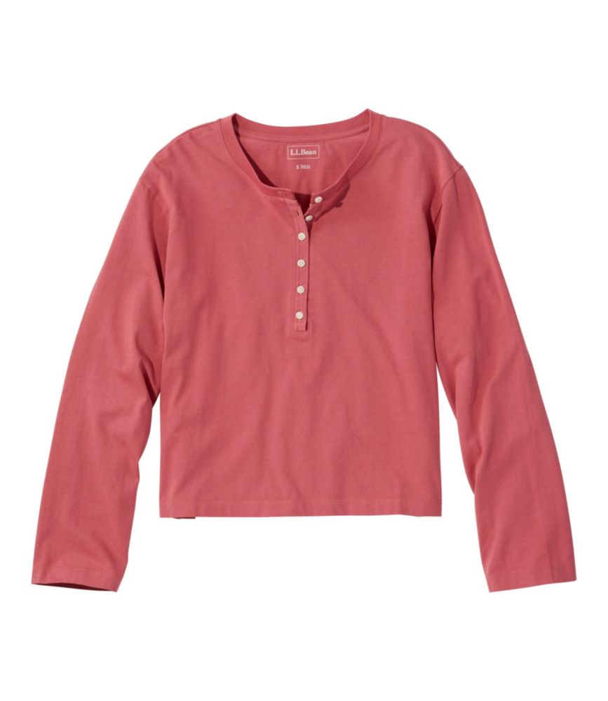 Women's Sunwashed Tee, Long-Sleeve Cropped Boxy Henley