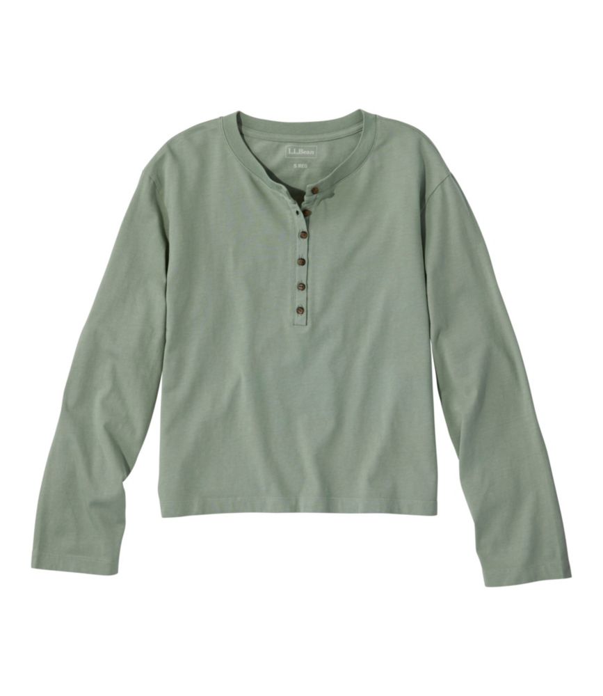 Women's Sunwashed Tee, Long-Sleeve Cropped Boxy Henley