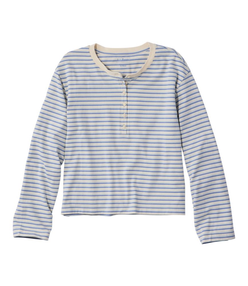 Women's Sunwashed Tee, Long-Sleeve Cropped Boxy Henley Novelty