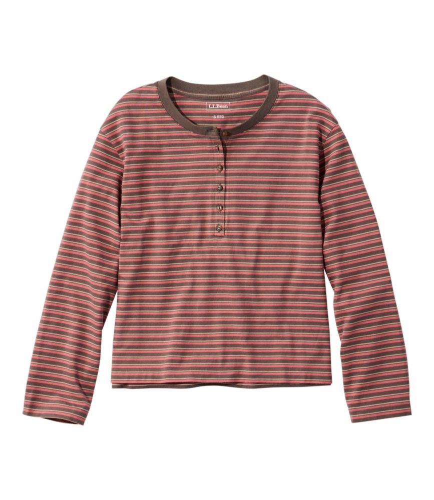 Women's Sunwashed Tee, Long-Sleeve Cropped Boxy Henley Novelty