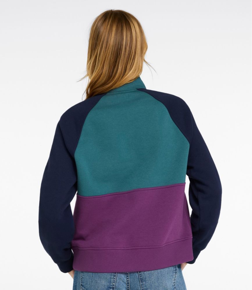 Women's Mountain Classic Sweatshirt, Half-Zip Colorblock, Classic Navy/Shade Teal/Wood Violet, small image number 3