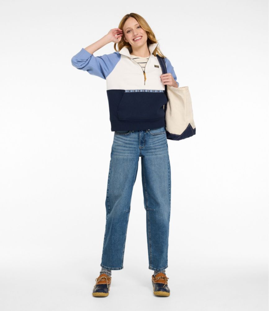 Women's Mountain Classic Sweatshirt, Half-Zip Colorblock, Classic Navy/Shade Teal/Wood Violet, small image number 6