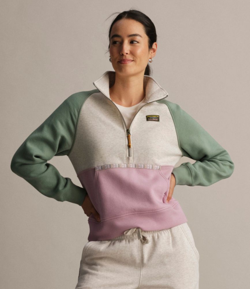 Women's Mountain Classic Sweatshirt, Half-Zip Colorblock, Classic Navy/Shade Teal/Wood Violet, small image number 8