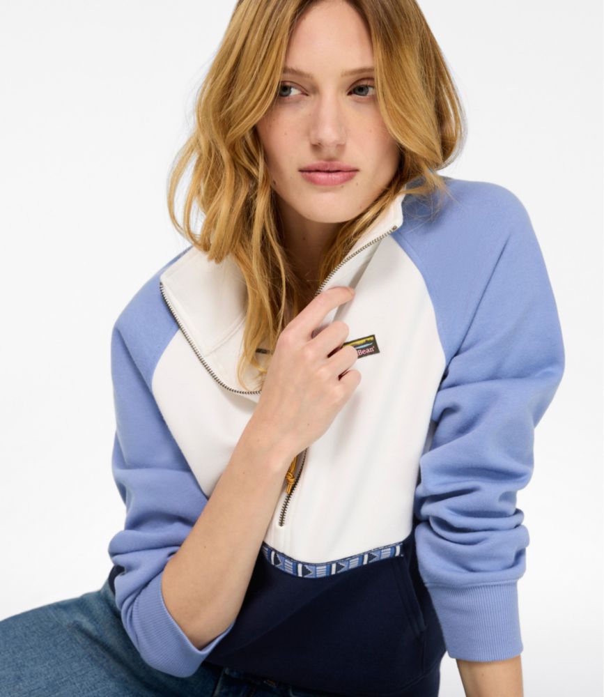 Women's Mountain Classic Sweatshirt, Half-Zip Colorblock, Classic Navy/Shade Teal/Wood Violet, small image number 12