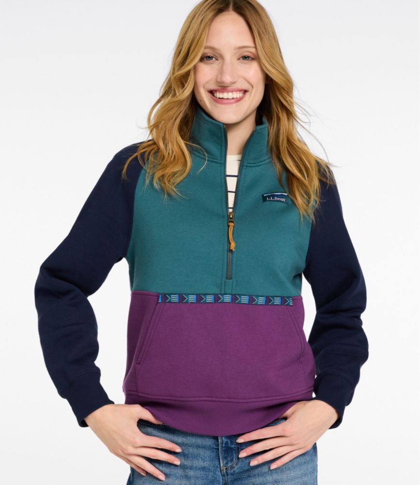 Women's Mountain Classic Sweatshirt, Half-Zip Colorblock, New