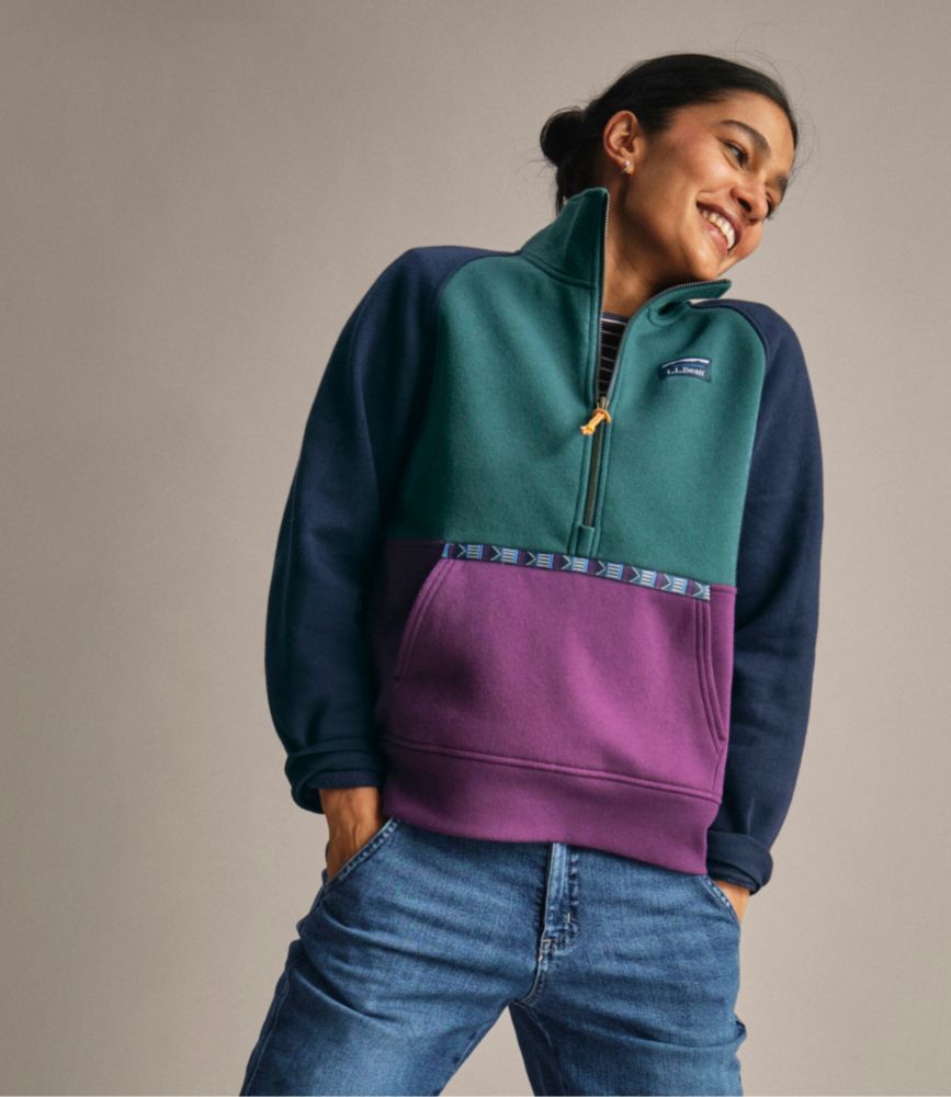 Women's Mountain Classic Sweatshirt, Half-Zip Colorblock