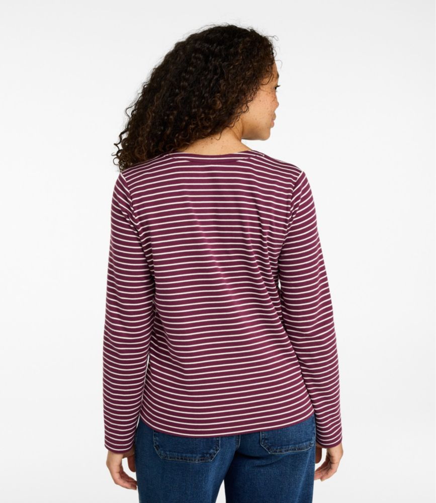 Women's L.L.Bean Tee, Long-Sleeve Splitneck Stripe