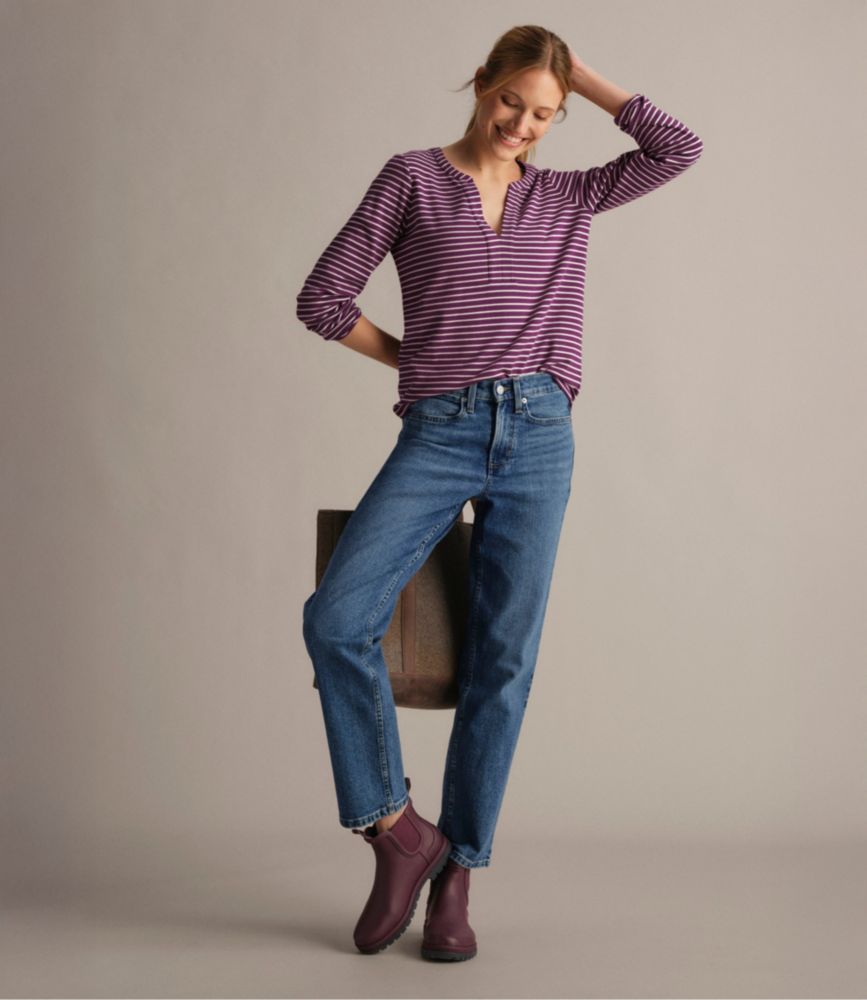 Women's L.L.Bean Tee, Long-Sleeve Splitneck Stripe