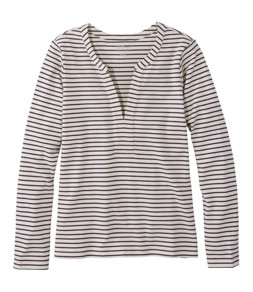 Women's L.L.Bean Tee, Long-Sleeve Splitneck Stripe