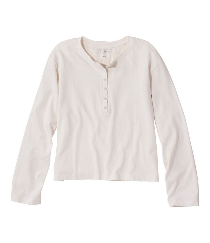 Women's Sunwashed Tee, Long-Sleeve Cropped Boxy Henley