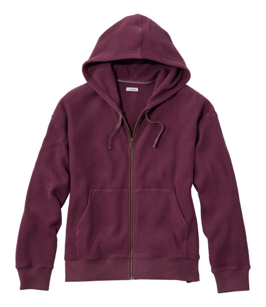 Women's Sunwashed Waffle Top, Full-Zip Hoodie