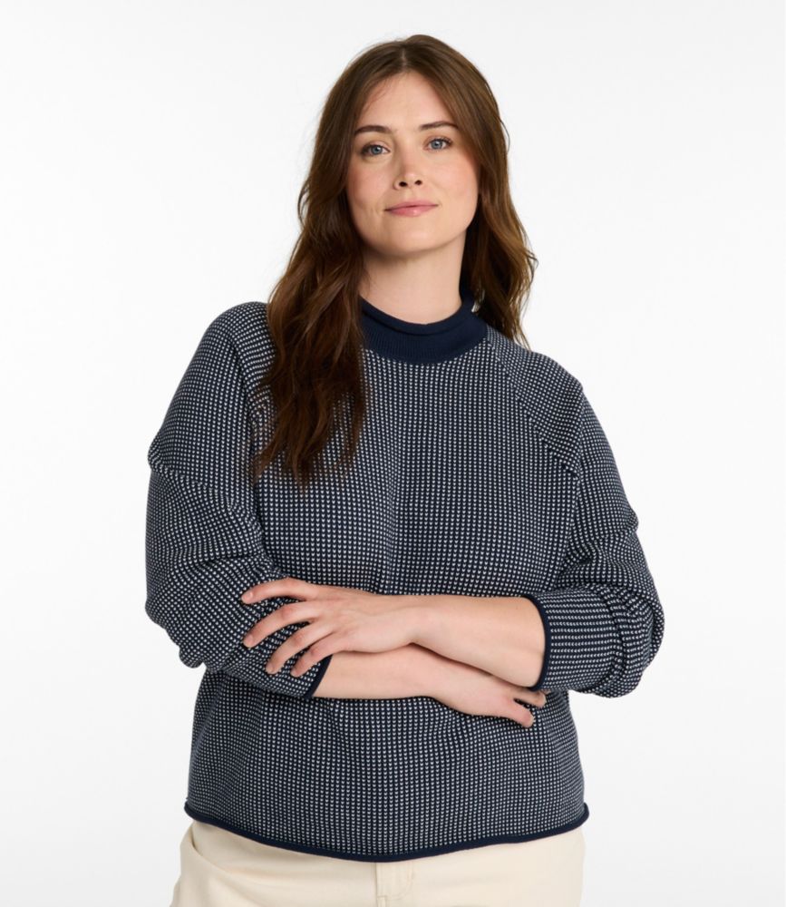 Women's The Original Double L&reg; Sweater, Rollneck Bird's-Eye, Classic Navy/Sea Salt Birdseye, small image number 2