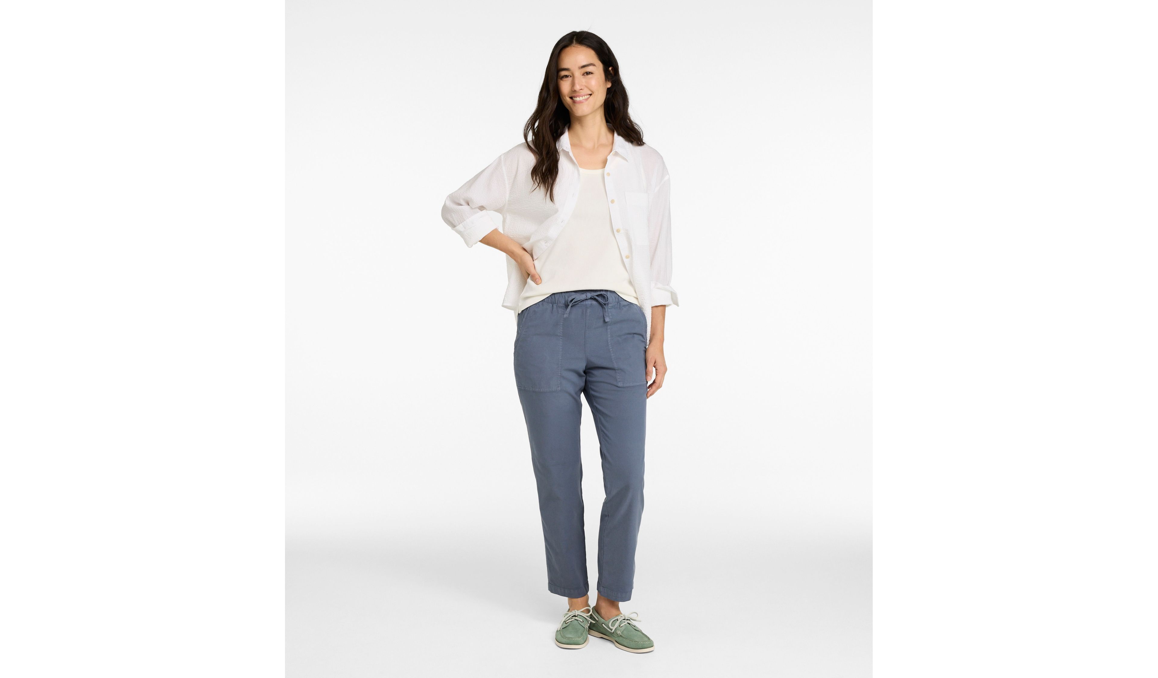 Women's Sunwashed Cotton-Blend Pull-On Pants