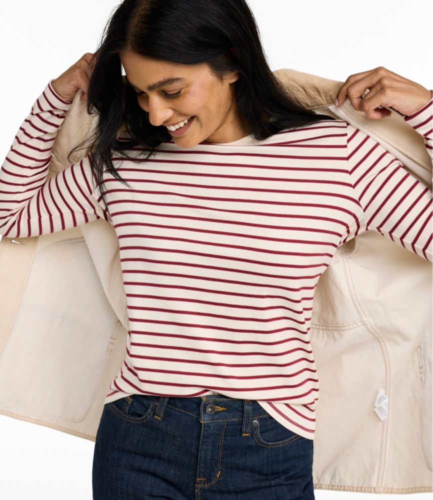 Women's Soft Stretch Supima-Blend Tee, Turtleneck Stripe, New