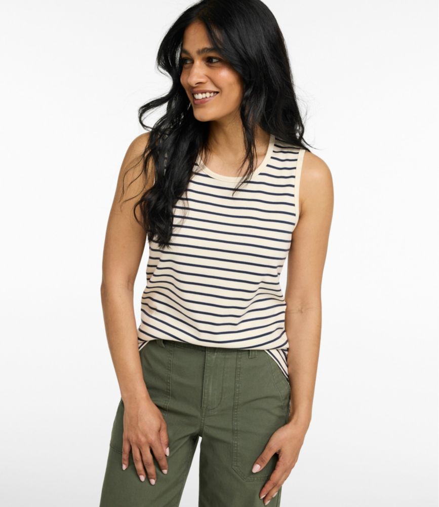 Women's Pima Cotton Tee, Shell Stripe, New