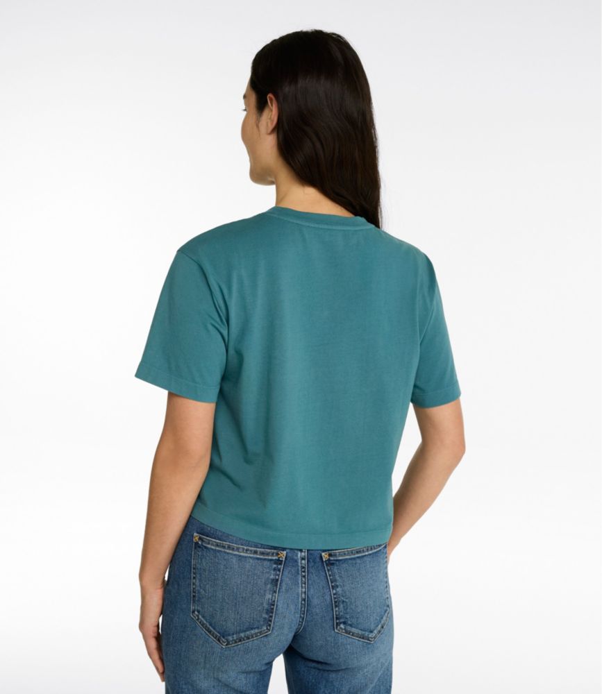 Women's Mountain Classic Tee, Short-Sleeve Cropped Boxy Crewneck Logo, Classic Navy Outdoor Tradition, small image number 3