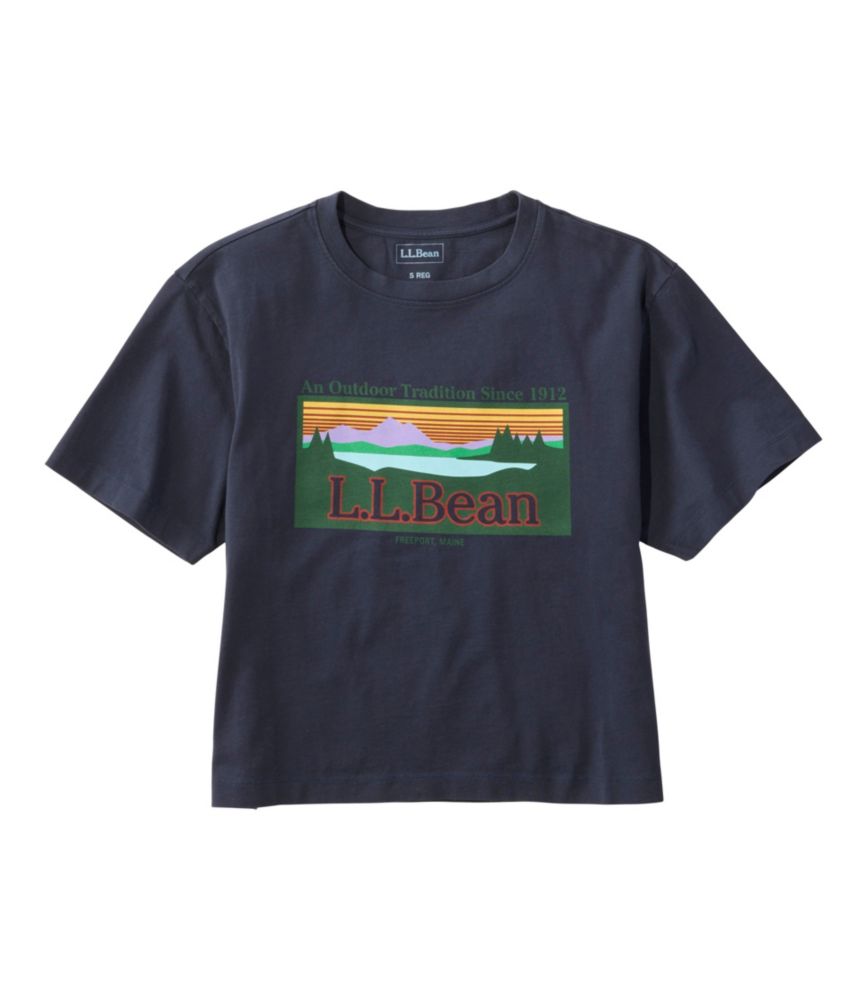 Women's Mountain Classic Tee, Short-Sleeve Cropped Boxy Crewneck Logo