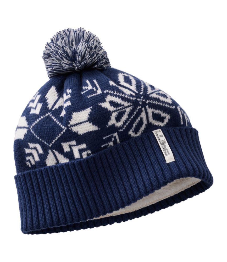 Adults' L.L.Bean Snowflake Chunky Yarn Pom Hat
