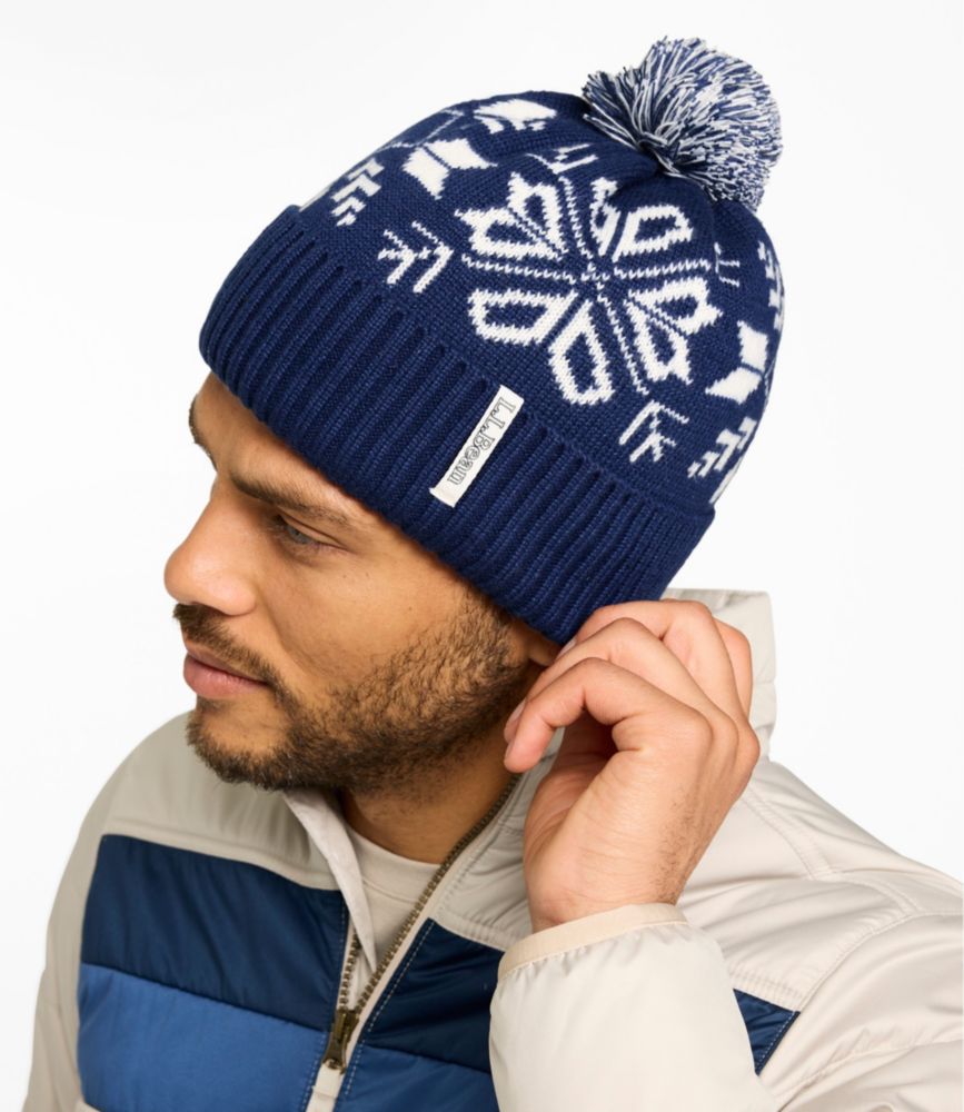 Adults' L.L.Bean Snowflake Chunky Yarn Pom Hat