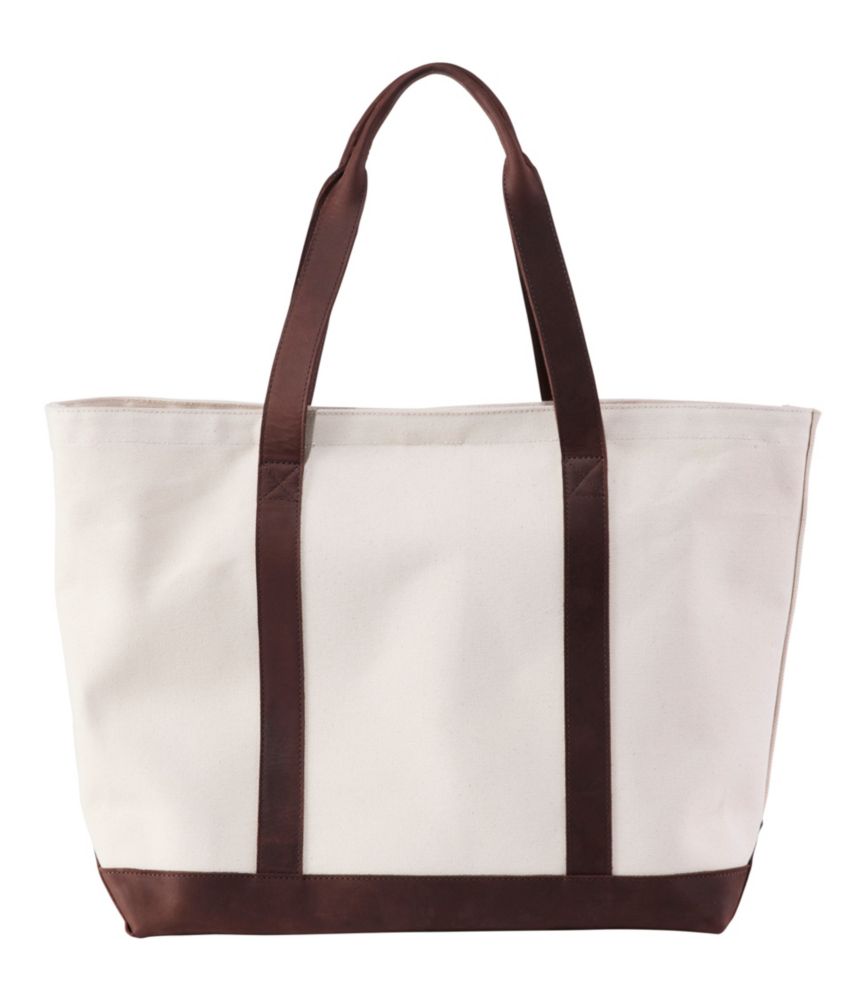 Leather-Trim Canvas Tote, Natural/Brown Leather, small image number 2