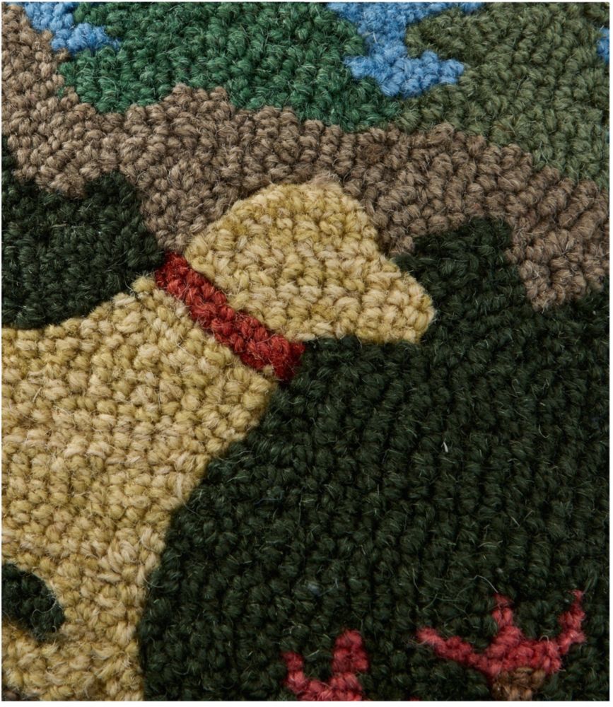 Wool Hooked Throw Pillow, Trail & Tail Yellow Dog, 14" x 14"