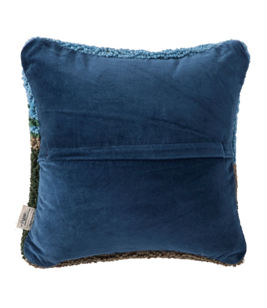 Wool Hooked Throw Pillow, Trail & Tail Yellow Dog, 14" x 14"