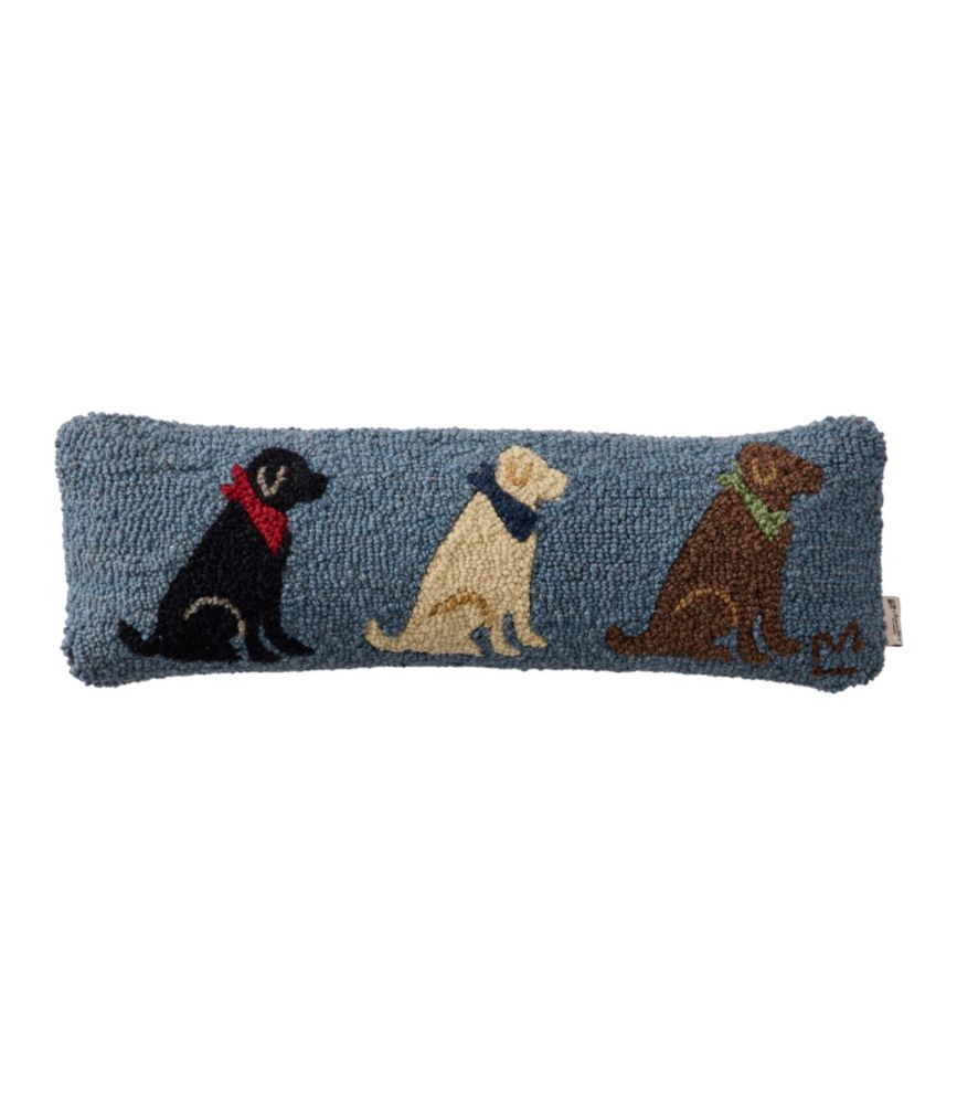 Wool Hooked Throw Pillow, Sitting Lab Trio, 8" x 24"