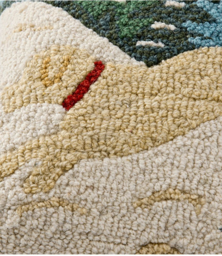 Wool Hooked Throw Pillow, Snow Day Yellow Dog, 14" x 14"