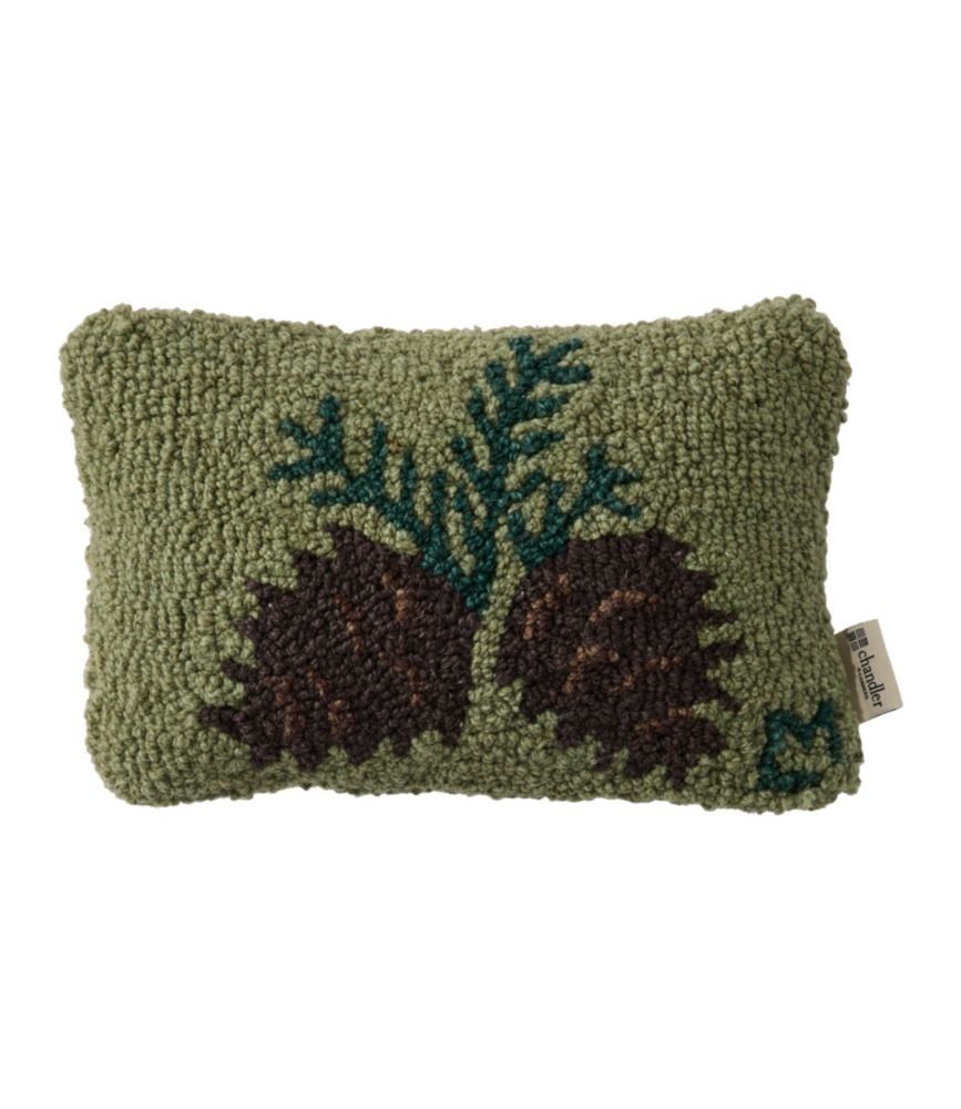 Wool Hooked Throw Pillow, Pinecone, 8" x 12"
