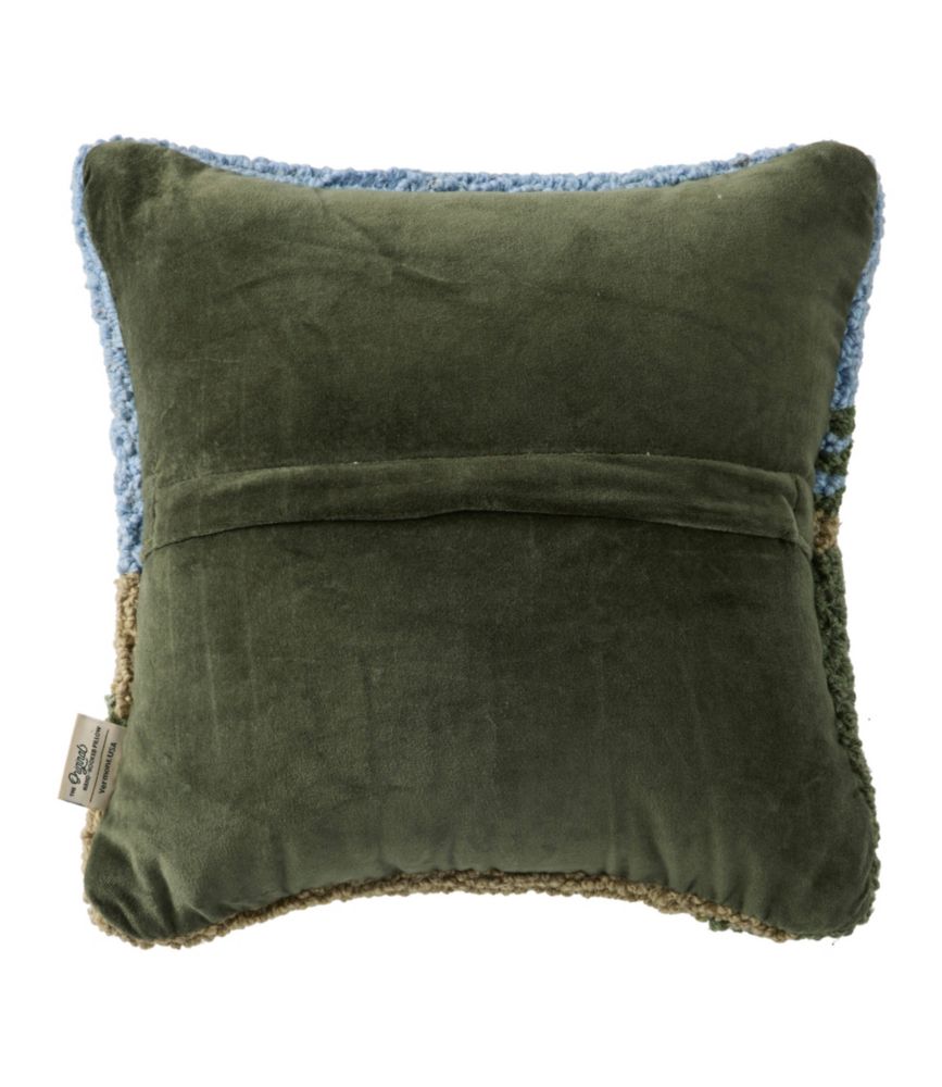 Wool Hooked Throw Pillow, Trail & Tail Black Dog, 14" x 14"