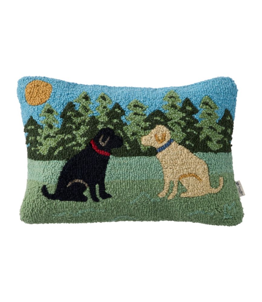 Wool Hooked Throw Pillow, Lab Friends, 14" x 20"